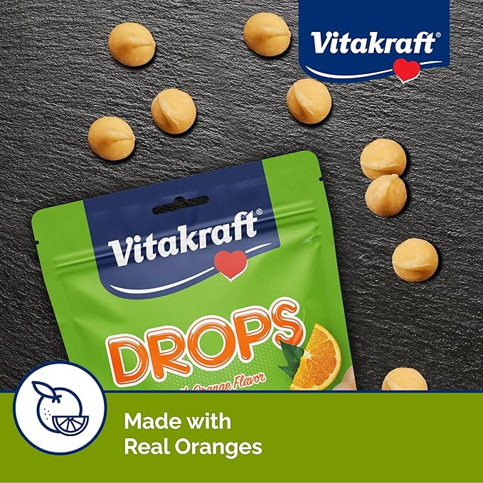 Vitakraft Drops with Orange Flavor Guinea Pig Treats 5.3 oz Bag Delicious Yogurt Enriched Snacks with Vitamin C Essential Nutrients and Wholesome Nourishment for Small Pets,(Pack of 2)