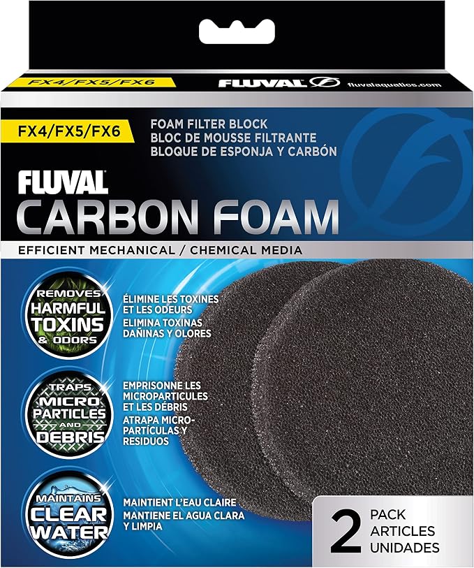 Fluval FX Carbon Foam, Replacement Aquarium Filter Media, 2-Pack, A249