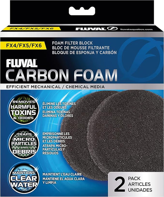 Fluval FX Carbon Foam, Replacement Aquarium Filter Media, 2-Pack, A249