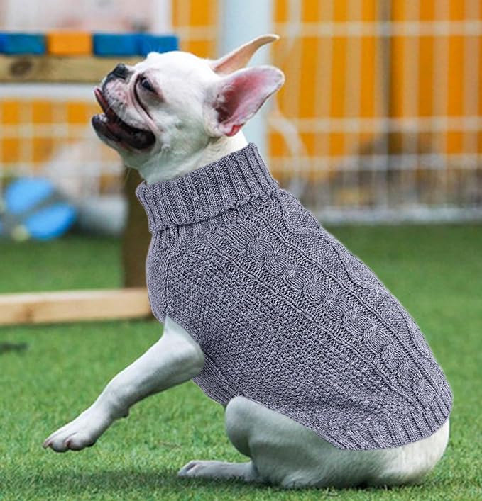 XS Dog Sweater Dog Clothes for Small Dogs Winter Chihuahua Clothes Warm Small Dog Sweater Solid Puppy Sweater Pet Yorkie Clothes Doggy Turtleneck Knitted Cat Sweater (Grey, X-Small)