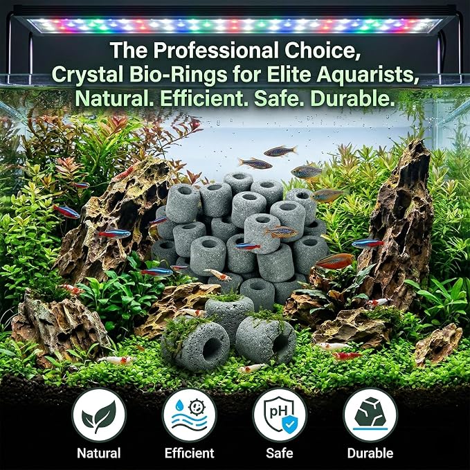 Sukh 15oz Ceramic Rings for Aquarium Filter - Black Bio Media with Bags | Porous Ceramic Rings for 20-55 Gallon Fish Tank, Canister & Pond Systems, Freshwater Saltwater Setup, Replacement & Flow