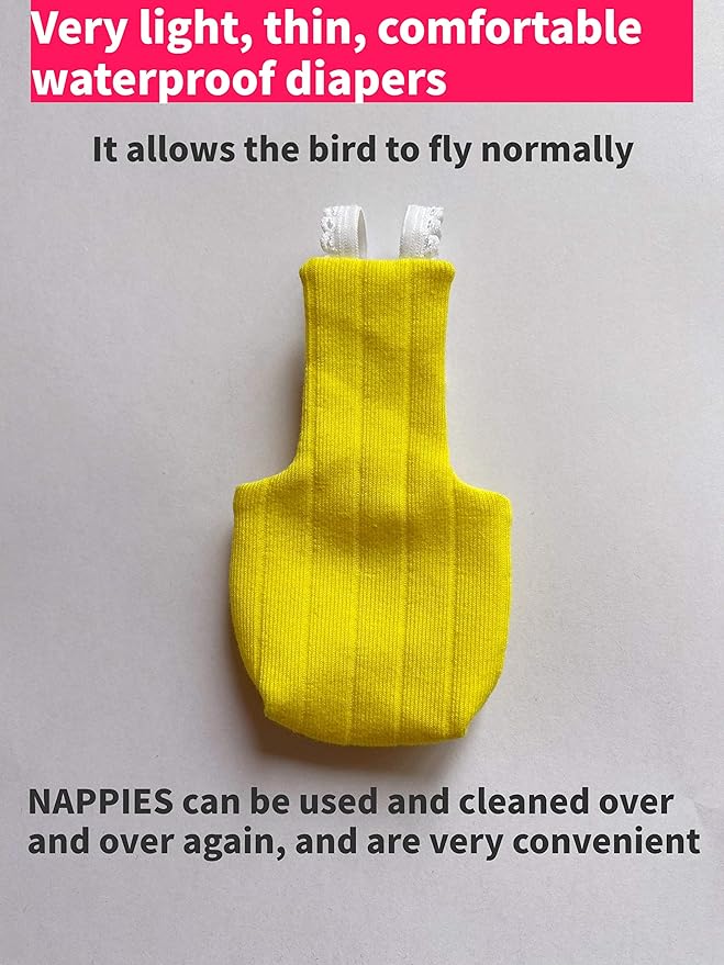 Parrot Bird Diapers, Birds Flight Suit, Parrot Clothes, Pet Animal Costumes, Bird Clothes, Cockatiel Bird Diaper, Pet Bird Diapers, Parrot Flight Suit, Bird Parrot Clothes (Yellow, 3XL)