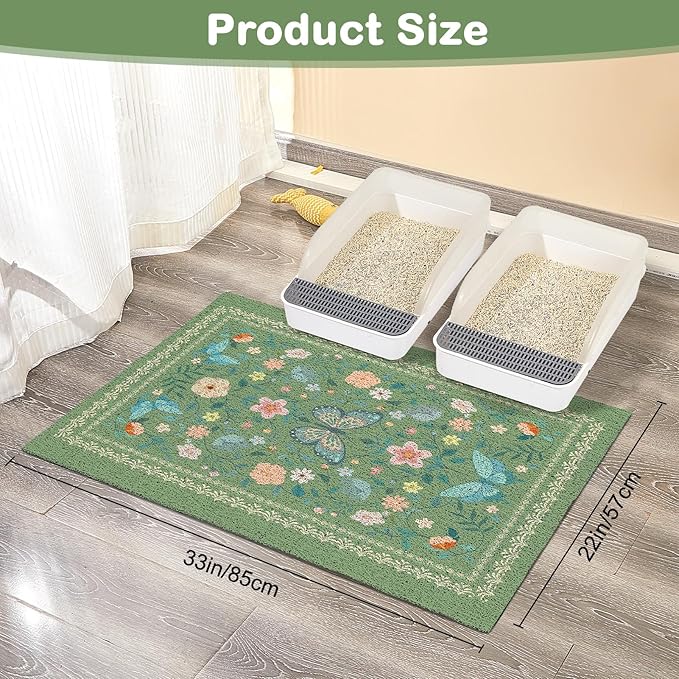 Unicorn Catcher 33x22 inches Cat Litter Mat Non-Slip Bottom Litter Box Mat Urine-Proof Soft Litter Mat for Cats Waterproof Pads Protects Floors Cat Mat for Litter Box