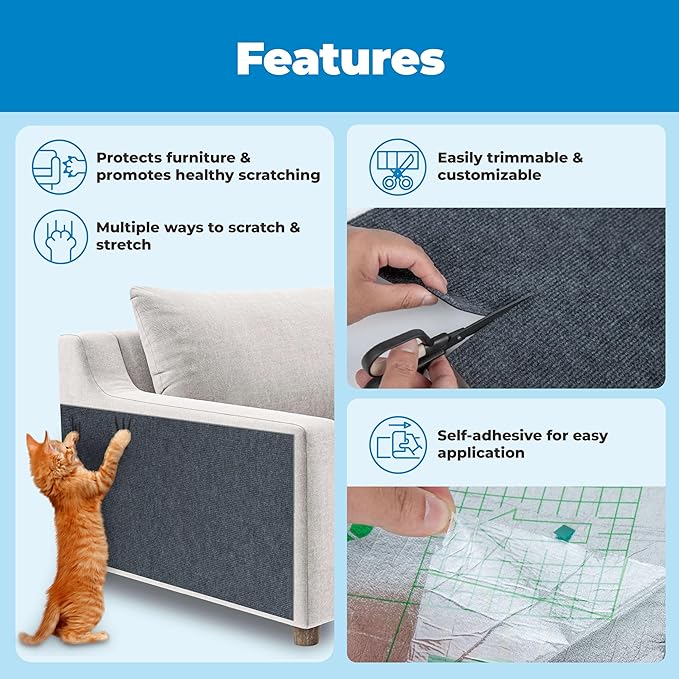 Best Pet Supplies Catify Cat Scratcher, Fun Interactive Scratchers, Posts, Poles, Claw Safe, Furniture Saver Indoor Play Support Natural Cat Behaviors Heavy Duty - Gray, 39.4 x 15.8