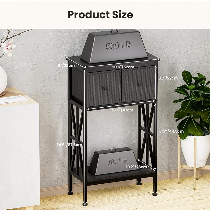 TRZZ Fish Tank Stand for 5-10 Gal, Heavy Duty Cabinet, Black, 20.47"x11.02" | Dual-Tiered Cabinet, Accessory Storage, Viewing Experience, Home & Office, Aquarium Stand