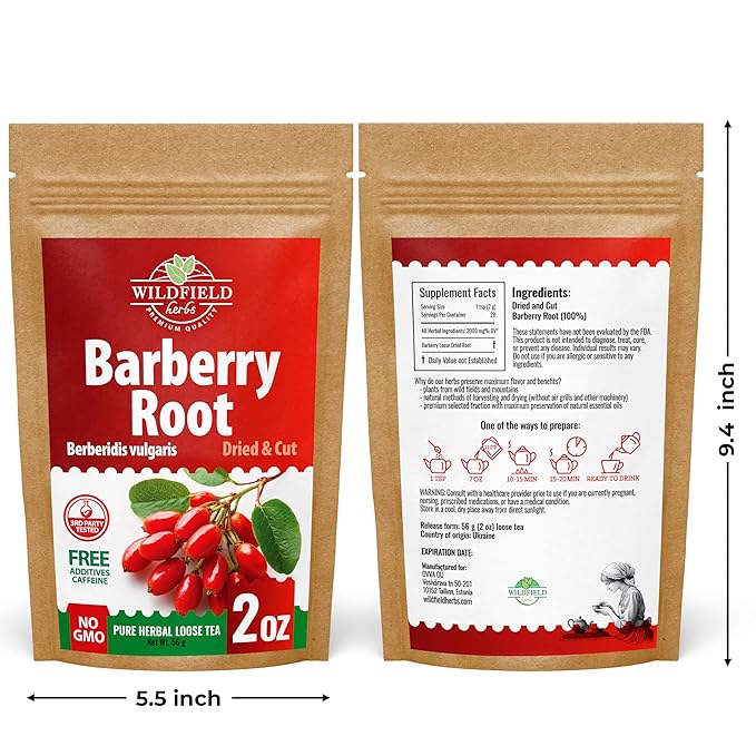 2 oz. Barberry Root Herbal Tea (Berberis vulgaris) – 56g Dried Barberry Root Tea Raíz de Agracejo