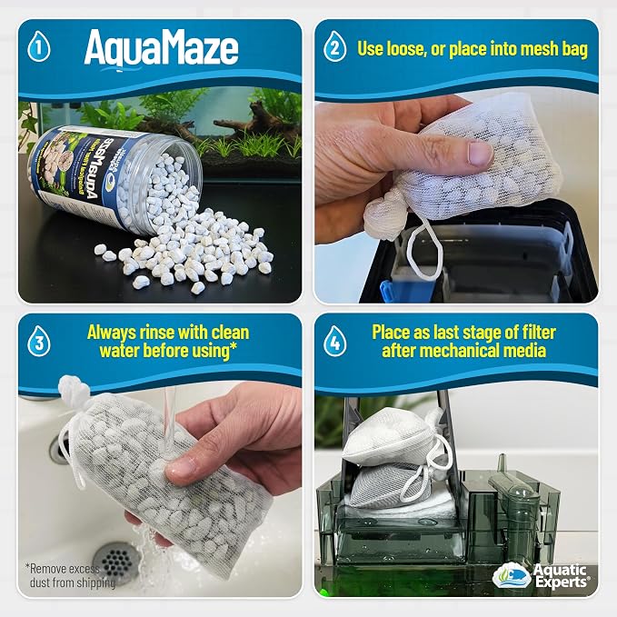 Aquatic Experts AquaMaze Aquarium Bio Media – 1L for Freshwater & Saltwater Tanks, Compatible with Canister, Sump & HOB Filters