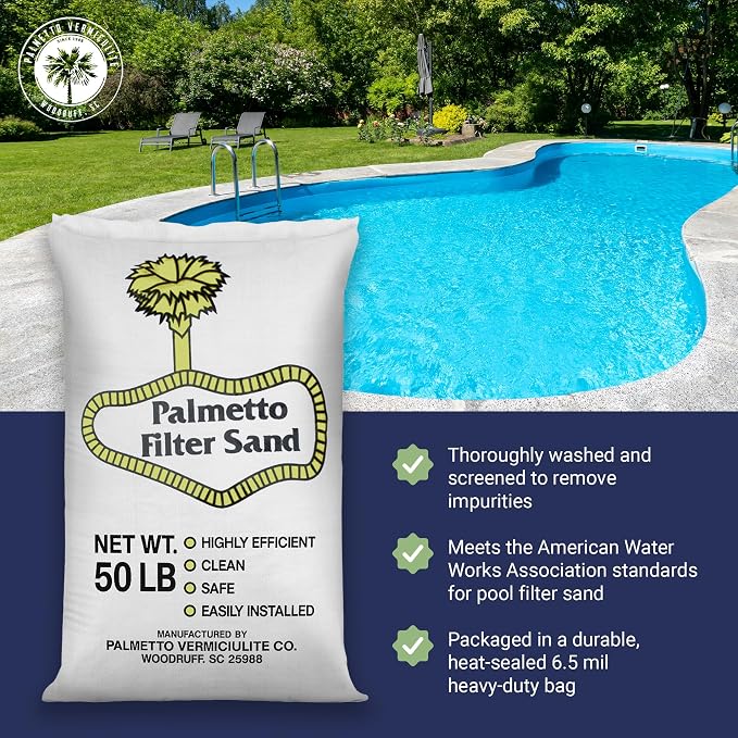 Pool Filter Sand for Swimming Pools, 50 Lbs, Natural Silica
