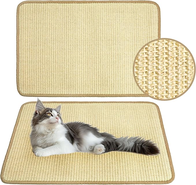 PatiencET Bundle of Pet Grooming Hammock for Cats & Dogs and Cat Scratching Mat, Natural Sisal Cat Scratcher Mat