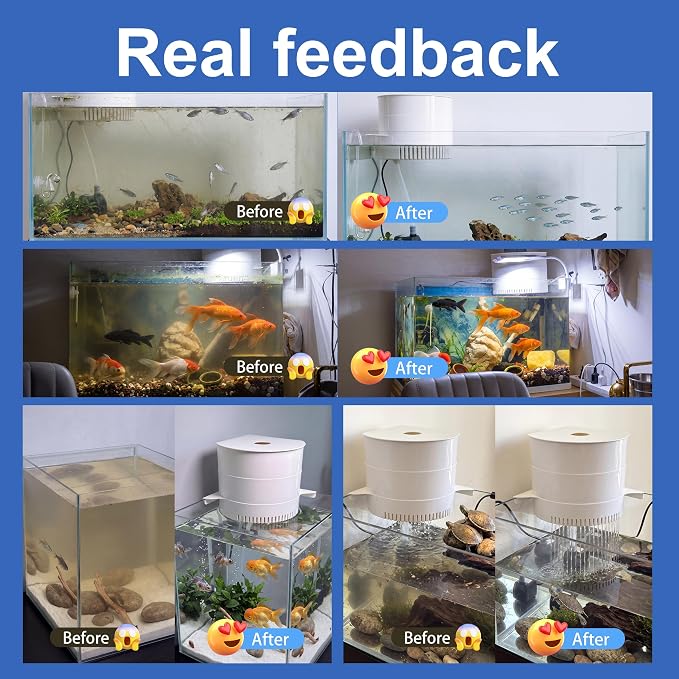 3-Tier Corner Aquarium Filter, Dry Wet Separation System, HOB Hang On Back, 10W / 158GPH Quiet Power Adjustable Flow Pump, Complete Bio Filter Media, Water Filter for 5-40 Gallon Fish & Turtle Tank