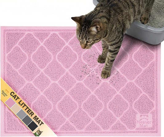 Neater Pets Neater Mat Cat Litter Mat, Thick & Durable Cat Mat for Litter Box, Trapper Pad Catches Mess to Protect Indoor Floors, Soft on Kitty Paws, Anti-Skid Grip Backing, Easy to Clean, Pink