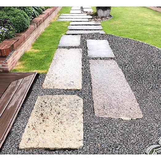 Quibbay 45 LB Natural River Rocks Mexican Beach Pebbles, 0.3-0.6 Inch Natural Unpolished Bulk Rocks, Pebbles for Landscaping Garden Paving Plant, Rocks for Walkways Outdoor Decorative Stone, Grey