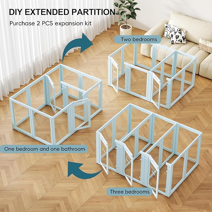 Clear Acrylic Dog Playpen with Door - 24 Inch Tall Puppy Playpen - Easy Assemble Pet Fence - 12 Panel Indoor Dog Play Pen for Puppies/Small (24 Inch High, 12 Panel)