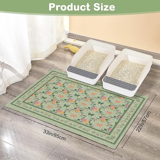 Unicorn Catcher 33x22 inches Cat Litter Mat Non-Slip Bottom Litter Box Mat Urine-Proof Soft Litter Mat for Cats Waterproof Pads Protects Floors Cat Mat for Litter Box