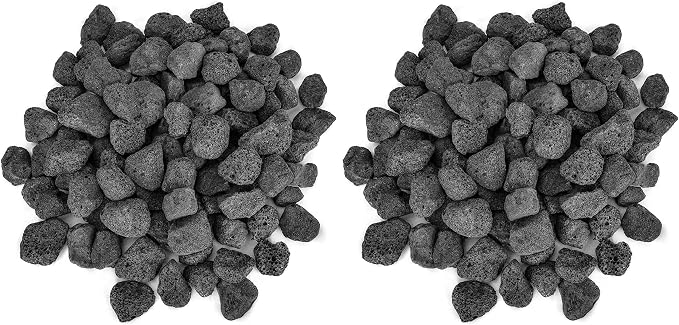 Stanbroil 10 Pounds Black Lava Rock Granules, Decorative Landscaping for Fire Bowls, Fire Pits, Gas Log Sets, Indoor or Outdoor Fireplaces(1 1/5" - 2") (Pack of 2)