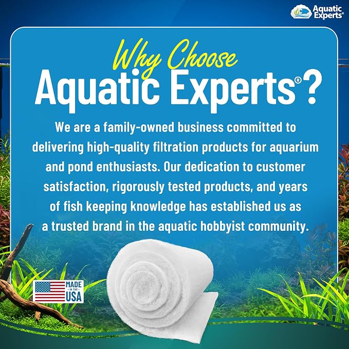 Aquatic Experts Aquarium Filter Floss for Fish Tank Filters - FilterFirst Aquarium Filter Pad - Media Roll for Crystal Clear Water, 3/4" - 1" Thick (12 Inch Wide, 72 Inch Long) (Pack of 2)