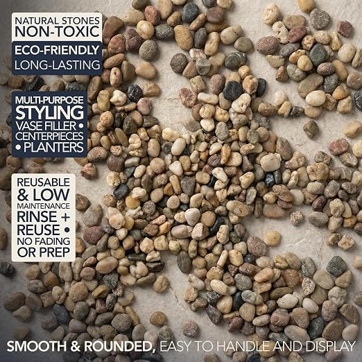 Royal Imports River Rocks, Aquarium Gravel – Natural 0.5"- 0.75" - 5 lbs | Decorative Ornamental Vase Filler Pebbles for Potted Plants, Terrariums, Vases, Succulents, Fish Tank Gravel, DIY & Crafting