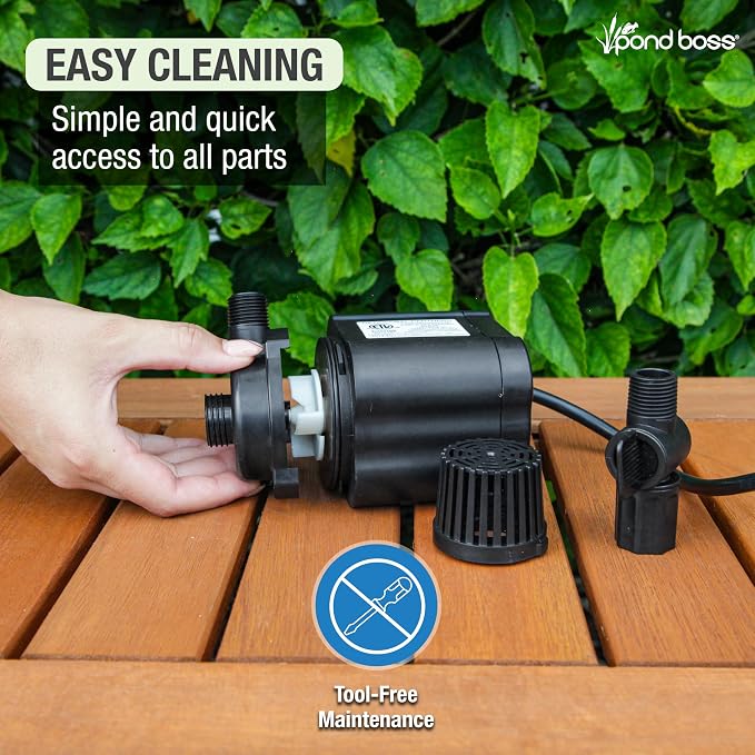 pond boss 800 GPH Submersible Water Pump for Hydroponics, Aquaponics, and Ponds – Adjustable Flow, Quiet Operation, Threaded Adapter, 16 ft Cord