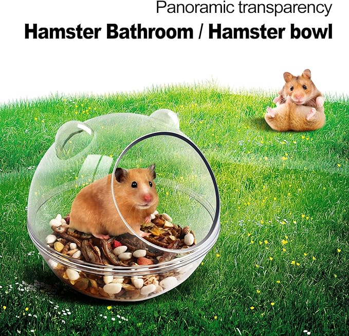 Hamster Bathtub,Hamster Bathroom,Sand Bath Container,Hamster Toilet and Sandbox Dust Bathtub,Hamster Bed,Sand Bath Box for Hamster Cage Accessories (S 4.4x4.4x3.5 inch)