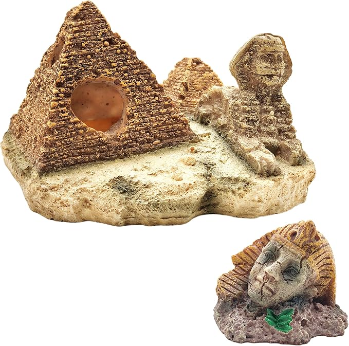 M2cbridge Aquarium Decor Castle Shipwreck Ornament Underwater Landscape(Egyptian Pyramid + Pharaoh)