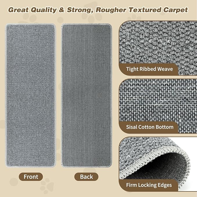 FHTONGE 39.4x15.8 Thickened Cat Wall Climbing Carpet with 16 Fixed Nails, Extra Large Tall Cat Scratch Pad for Wall, Wall Mounted Climbing Cat Scratcher for Furniture Couch Sofa Protector(Grey)
