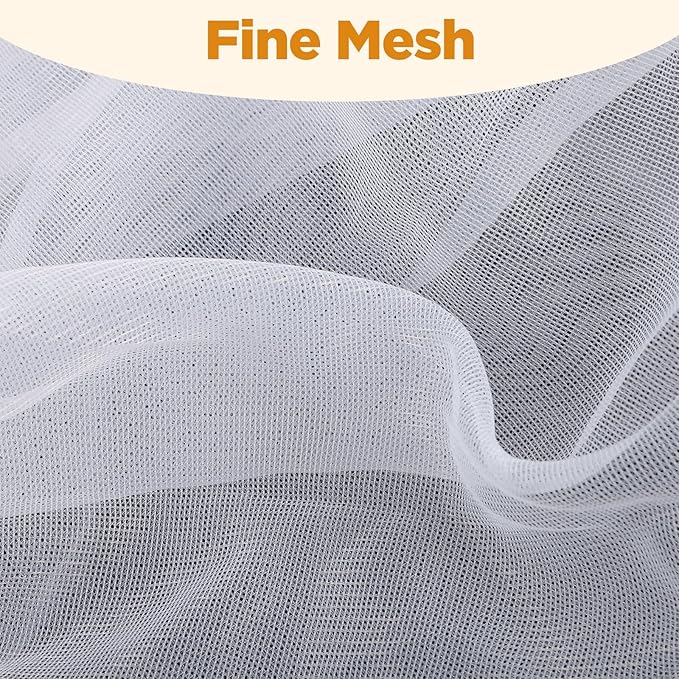 SHENLIU White Bird Cage Mesh Cover, Seed Collector Protective Meshs Cover, Adjustable Soft Breathable Mesh, Budgie Cage Bird Seed Collector Suitable for Parrot Cages Round and Square Cages