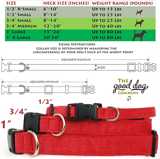 Hemp Corduroy Dog Collar - No Pattern (1" Large, Avocado)