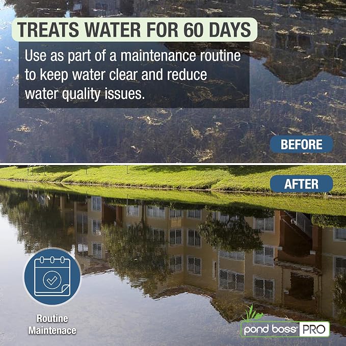 pond boss® PRO The Block –Sludge Remover & Odor Eliminator – Beneficial Bacteria Treatment for Lakes & Large Ponds, Clears Cloudy or Discolored Water, 1 lb Treats 1 Acre-Foot, 325,000 Gallons