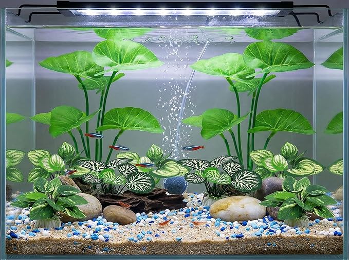10 Pack Silk Aquarium Plants Fish Tank Decorations - Soft Fin-Safe Fish Tank Plants Large Aquarium Decor for 5-40 Gallon Betta, Goldfish & Reptiles Tanks Accessories
