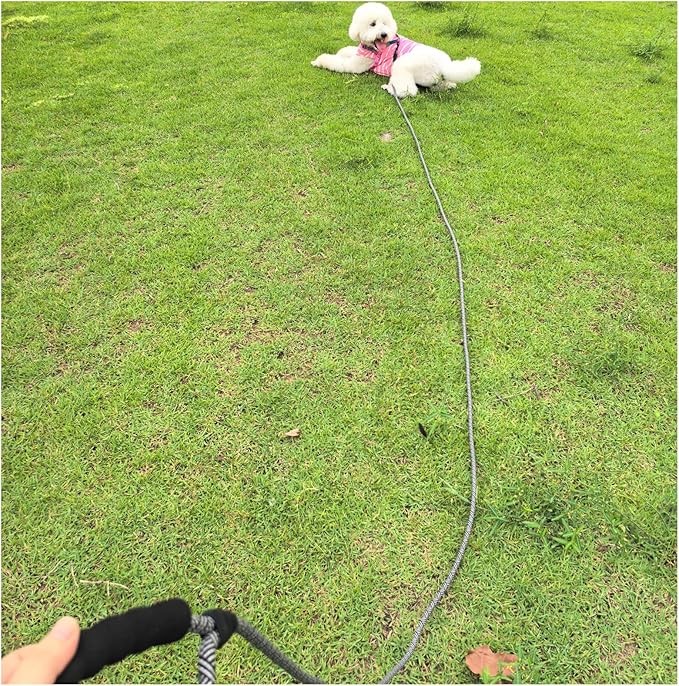 MayPaw 30ft Long Rope Dog Leash, 3/4/5/6/7/8/10/12/15/20/30FT Lengths Dog Lead Nylon Pet Leash, Soft Padded Handle Thick Lead Training Leashes for Large Medium Dogs (30ft * 1/2", Black)