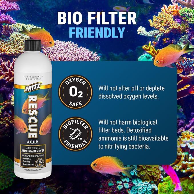Fritz Aquatics ACCR Water Conditioner Instantly Removes Toxic Ammonia/Chlorine & Chloramines for Fresh & Salt Water Aquariums (16-Ounce)