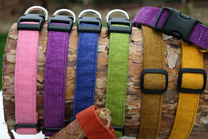 Hemp Corduroy Dog Collar - No Pattern (1" Extra Large, Marigold)