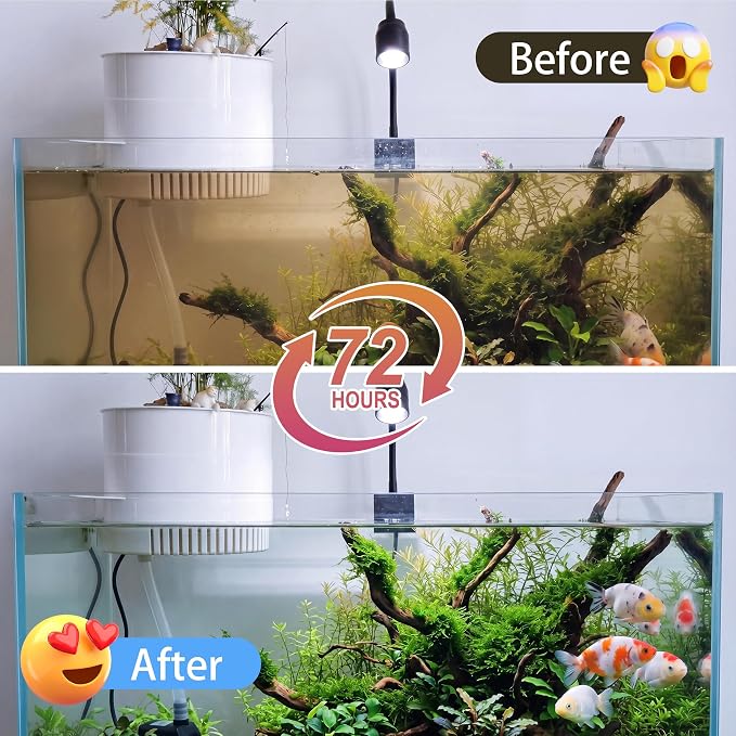 3-Tier Corner Aquarium Filter, Dry Wet Separation System, HOB Hang On Back, 10W / 158GPH Quiet Power Adjustable Flow Pump, Complete Bio Filter Media, Water Filter for 5-40 Gallon Fish & Turtle Tank