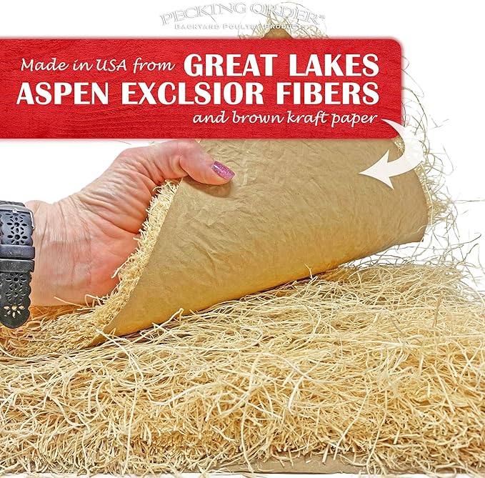 Nest Box Pads for Chicken Nesting Boxes - 13 x 13 Pads Made in USA from Sustainably Sourced Aspen Excelsior (5 Pack)