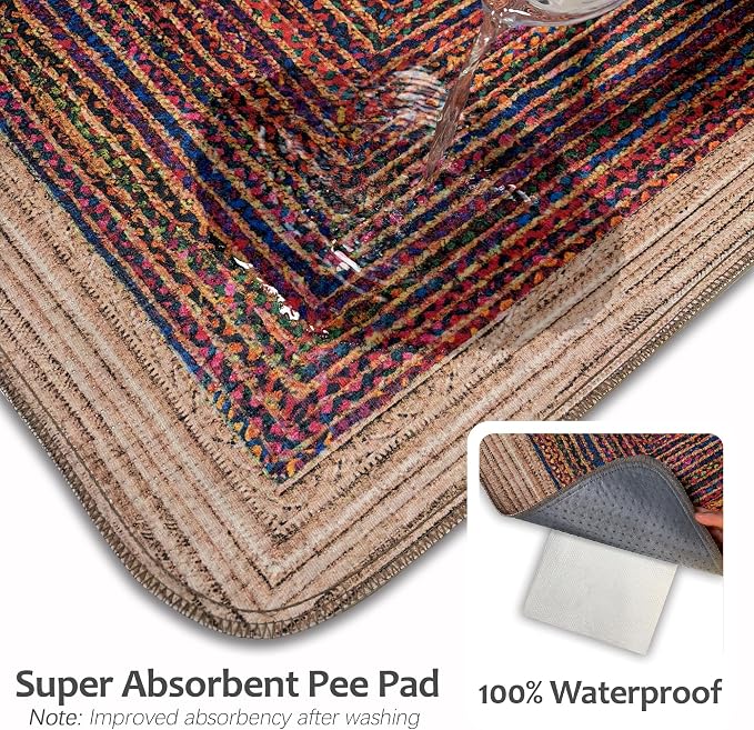 Washable Pee Pads for Dogs, Reusable Puppy Potty Training Pads, Ultra-Absorbent Thick Waterproof Leak-Proof Non-Slip Pads & Mat for Crate, Playpen, Floor, Whelping & Housebreaking , 2 Pack 36"x72"
