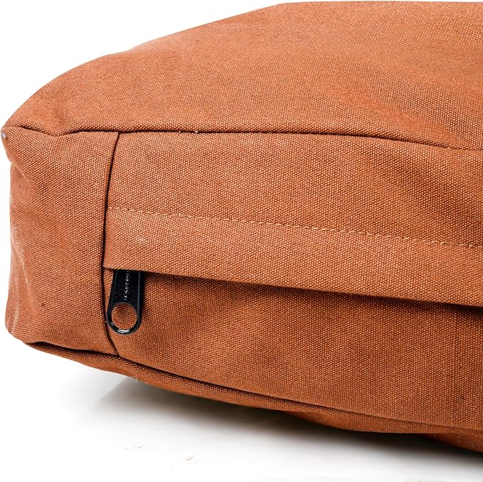 WHITEDUCK Outdoor Dog Bed Heavy-Duty 12oz Canvas, Water-Repellent Cotton, Machine Washable Removable Cover with Full-Length Zipper, Dog Bed for Large Dogs & Crate, (Brown) 35" Lx20 Wx4.3 th (M)