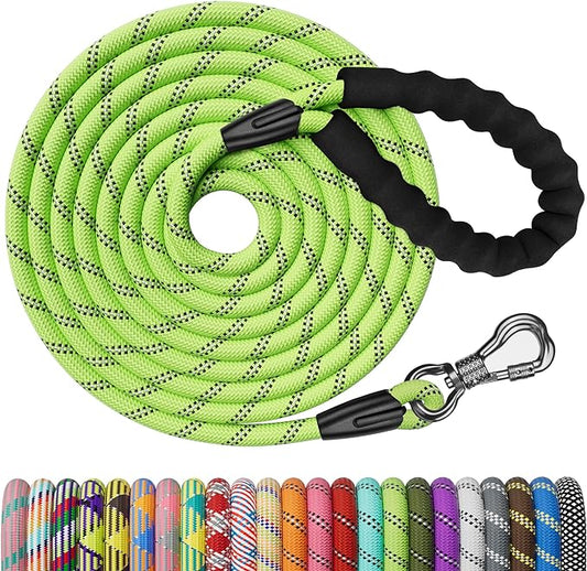 NTR 50FT Dog Long Leash with Swivel Lockable Hook and Comfortable Padded Handle, Dog Training Leash for Walking, Hunting, Camping, Backyard for Small Medium and Large Dogs Green