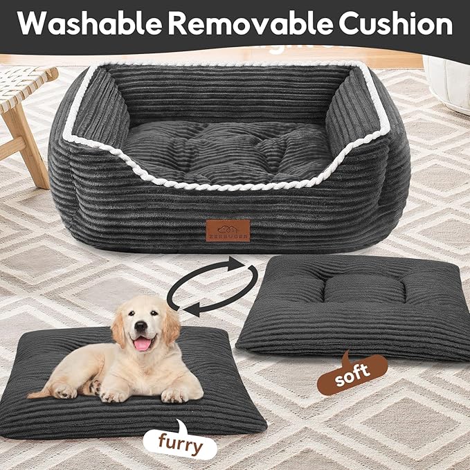 Zerbuger Orthopedic Dog Bed for Medium Dogs,Dog Sofa Beds Supportive Foam Pet Couch Bed with Removable Washable Mat and Nonskid Bottom (Medium, Dark Grey)
