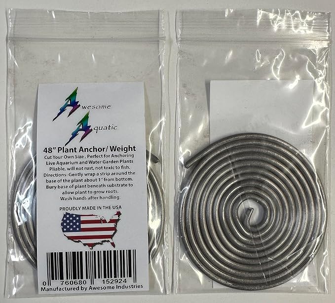 Aquarium Plant Weights, Fish Tank Anchors, 48 in Lead Wire Roll | Cut to any length • Secure plants • Easy to shape • Holds stems in place • Prevents floating • Aquascaping essential