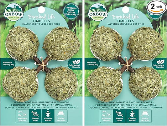 Oxbow Enriched Life Timbells, Rabbit Toys, Guinea Pig Toys, Enrichment for Bunny, Guinea Pig, Hamster, Rabbit, Chinchilla, Timothy Hay, Chinchilla Cage Accessories, Small Pet Accessories for Cage