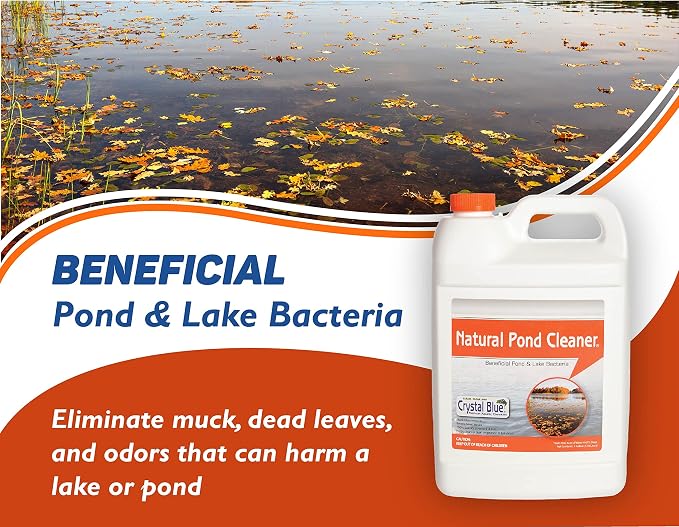 Crystal Blue Natural Pond Cleaner - Muck and Sludge Remover, Safe for Koi - 1 Gallon