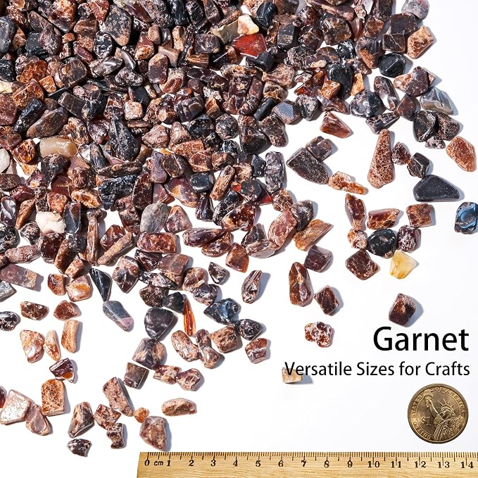 Garnet Crystal Chips Bulk 1lb, 500+ Pieces, 8-15mm Natural Gemstones