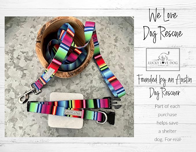 Lucky Love Dog - Adjustable Dog Collar and Leash Set with Easy Click Buckle for Medium Dogs, Durable, & Comfortable Collar for Male & Female Dogs, Puppies & Adult Ones - Nacho Combo, Medium
