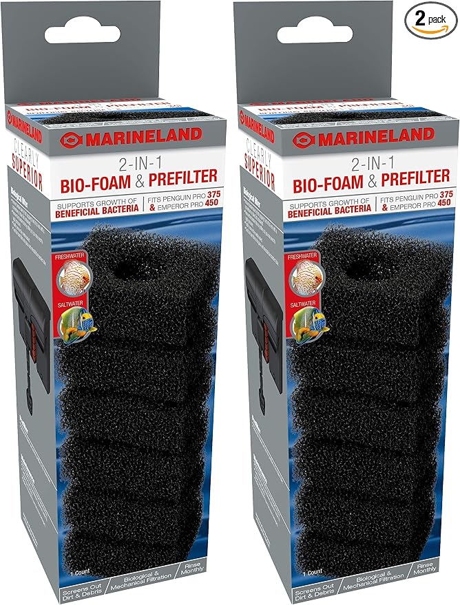 Marineland ML EMP 450/PGUIN 375 Foam Filter 12/1 CT, (Model: AQ-78309) (Pack of 2)