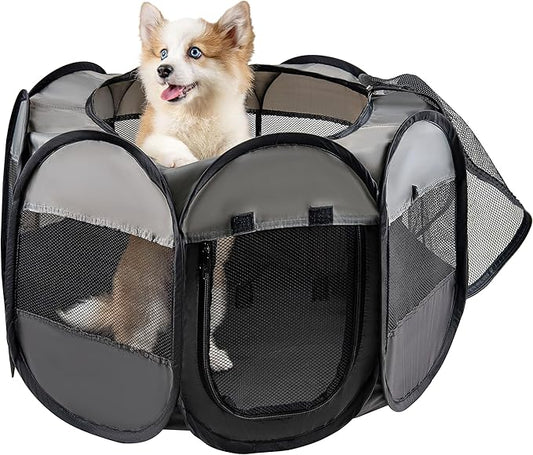 LAFYETTE. - USA Based, Dog Cat Playpen, Puppy Kitten Pet Playpen Indoor Outdoor, Portable Pop Up Dog Kennel Tent Crate Cage for Dog Cat Rabbits, Foldable Pet Enclosure, Removable Top Cover, 29" x 16"