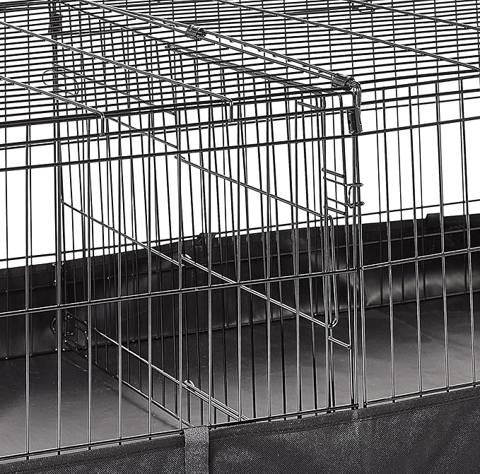 Amazon Basics Leakproof Canvas Bottom Guinea Pig Cage, Easy to Clean Small Animal Habitat with Divider Set, Indoor/Outdoor, Portable, No Tools Needed, 47.6"L x 24.2"W x 14"H, Black