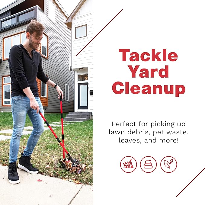 Pawler Pooper Scooper for Large Dogs and Small Dogs, Metal Poop Scooper Set with Long Handle Rake and Heavy Duty Tray for Yard, Grass, Dirt or Gravel, Heavy Duty Aluminum Poop Picker Upper
