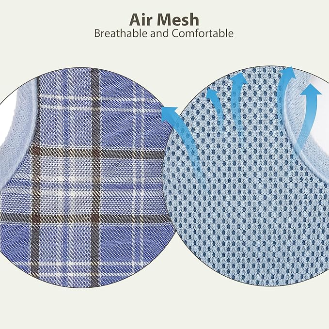 AIITLE Adjustable Bunny Harness & Leash Set - Soft Mesh Liner, Comfort Fit Plaid Pattern Vest with Magic Tape Design, Portable for Small Animal Pets Rat Squirrel Ferret Puppy Cat, Blue L