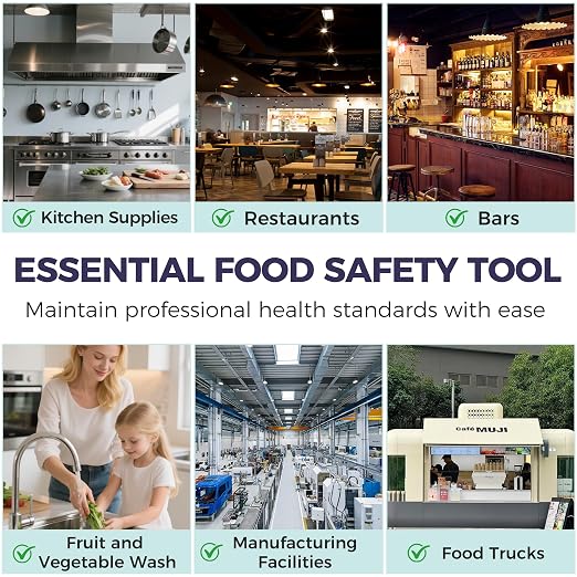 200 Chlorine Test Strips for Food Services, 0-200 ppm Sanitizer Test Kit for Kitchen Supplies, Restaurant, Bars, Hotels, Food Trucks, Precise Bleach Test Strips, Easy to Use and Fast Results