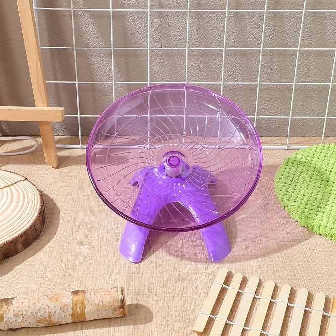 Homoyoyo Silent Flying Saucer Hamster Wheel for Small Pets, Violet Plastic Running Wheel Suitable for Hamsters, Gerbils, Chinchillas, Guinea Pigs, and Hedgehogs, Quiet Exercise for Cage Use